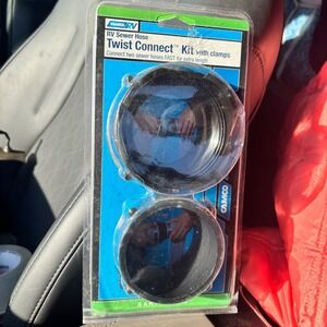 Camco RV Sewer Hose Twist Connect Kit with Clamps 39543 Black Extension Coupler